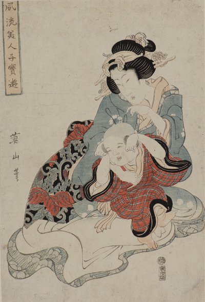 Donna e bambino da Kikugawa Eizen