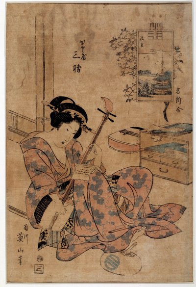 Arte giapponese: musicista. Stampe di Eizan Kikugawa XVIII secolo Rennes, Museo delle Belle Arti da Kikukawa Eizan