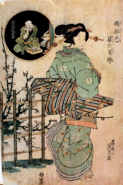 Cortigiana che gira la testa Stampa giapponese di Kitugawa Eizan (1787-1867) XIX secolo Rennes, Museo delle Belle Arti da Kikukawa Eizan