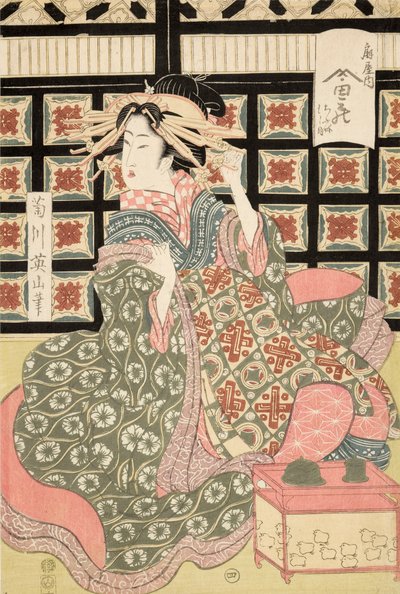 Stampa Ukiyo-e di una cortigiana di Eizan, c.1810 da Kikukawa Eizan
