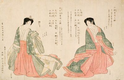 Donne che indossano due costumi di corte, 1801 da Kikukawa Eizan