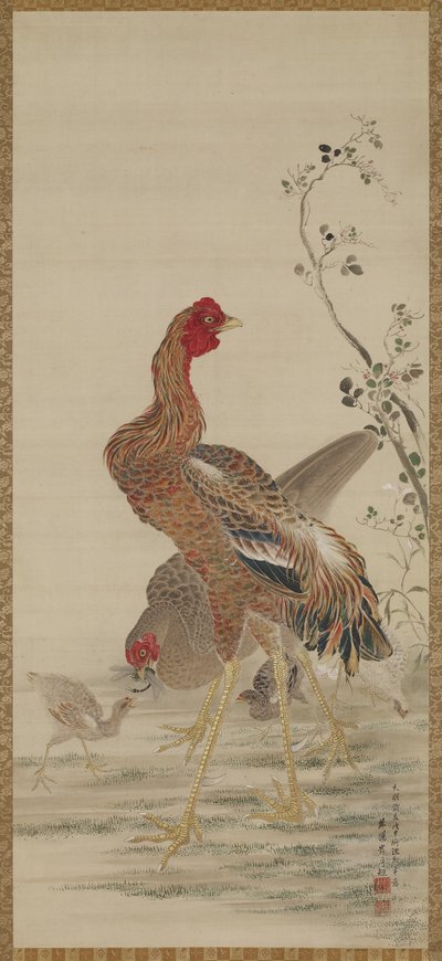 Gallo, Gallina e Pulcini, Periodo Edo da Kishi Ganku