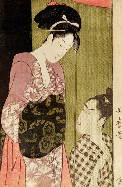 Un uomo che dipinge una donna da Kitagawa Utamaro