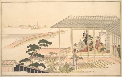 Una festa di allegri in una casa nello Yoshiwara in una notte di luna, 1789 da Kitagawa Utamaro