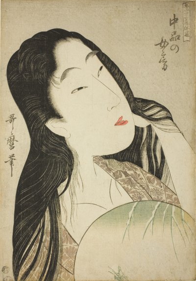 Una moglie di medio rango (Chubon no nyobo), dalla serie "Guida agli stili femminili contemporanei (Tosei onna fuzoku tsu)". da Kitagawa Utamaro