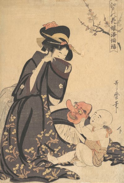 Una donna che gioca con un giovane ragazzo, ca. 1804 da Kitagawa Utamaro