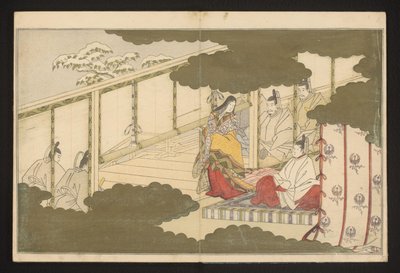 Scena di corte ambientata nella neve da Kitagawa Utamaro