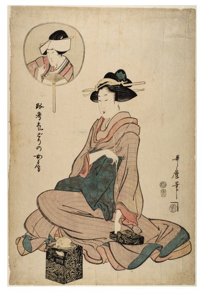 Attore Segawa Roko nei panni di una moglie da Kitagawa Utamaro