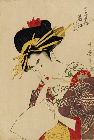Ritratto busto della cortigiana, Fijie da Manjiya da Kitagawa Utamaro