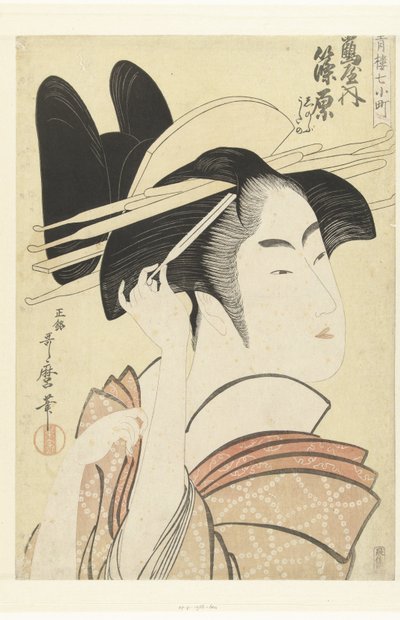 Ritratto busto della cortigiana Shinowara della casa Tsuruya da Kitagawa Utamaro