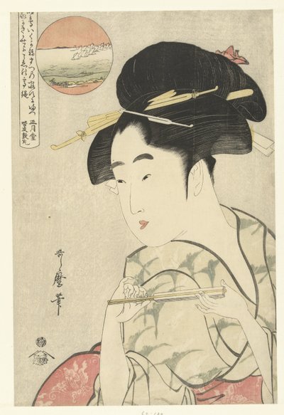 Ritratto di giovane donna con ventaglio da Kitagawa Utamaro