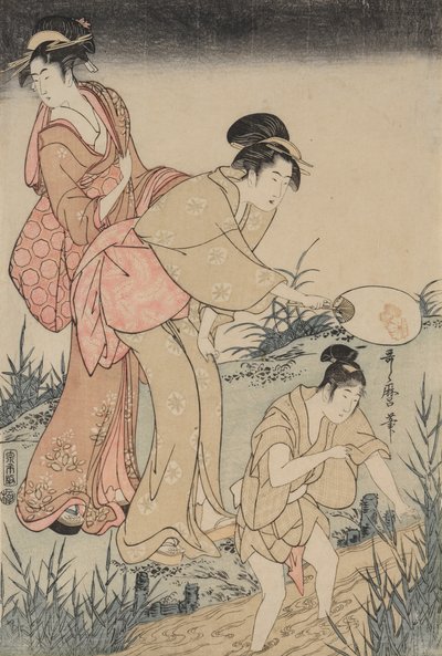 Catturare lucciole sotto un salice (destra) da Kitagawa Utamaro