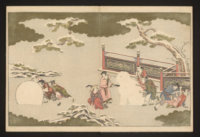 Ragazzi cinesi che giocano nella neve da Kitagawa Utamaro