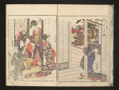 Cortigiane con due ospiti maschili da Kitagawa Utamaro