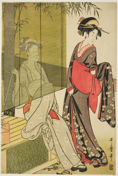 Asciugatura e stiratura dei tessuti da Kitagawa Utamaro