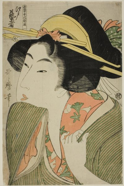 Geisha di Edo, dalla serie "Guida allo stile femminile contemporaneo (Tosei onna fuzoku tsu)". da Kitagawa Utamaro