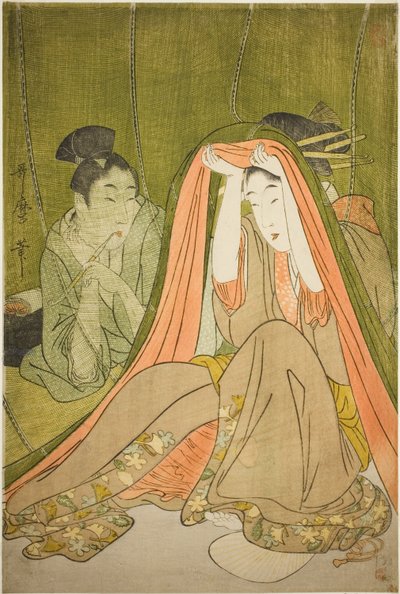 Emergendo da una zanzariera da Kitagawa Utamaro