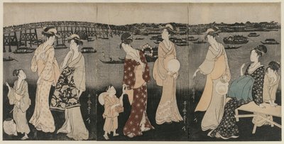 Godendo il fresco della sera lungo il fiume Sumida da Kitagawa Utamaro