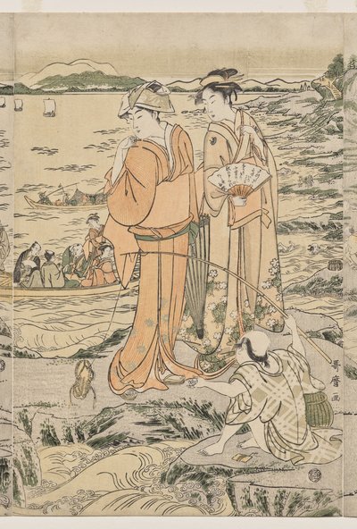 Pesca sulla Roccia del Tagliere a Enoshima da Kitagawa Utamaro