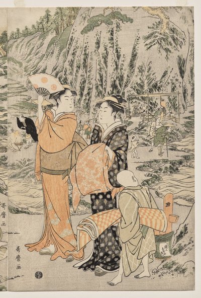 Pesca sulla Roccia del Tagliere a Enoshima da Kitagawa Utamaro