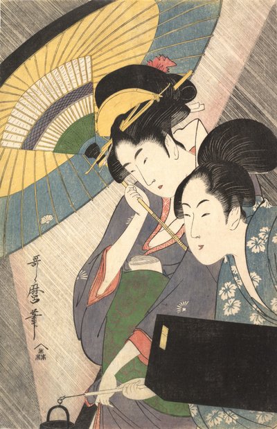 Geisha e assistente in una notte piovosa, ca. 1797 da Kitagawa Utamaro