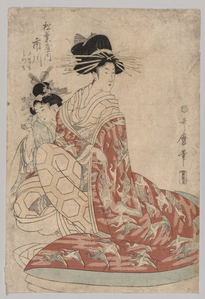 Ichikawa di Matsubaya con Minomo e Tamamo da Kitagawa Utamaro