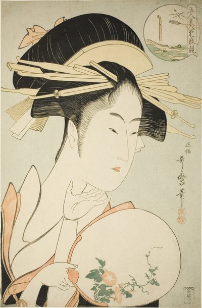 Kisegawa del Matsubaya, dalla serie "Confronto dei Fascini di Cinque Bellezze (Gonin bijin aikyo kurabe)" da Kitagawa Utamaro