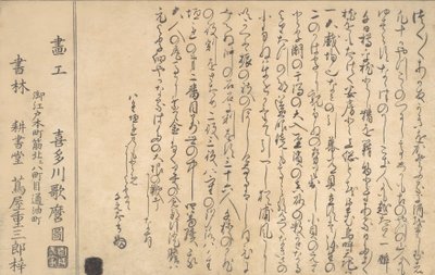 Ultima pagina del libro delle conchiglie, 1790 da Kitagawa Utamaro