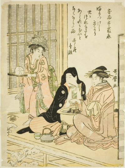 Amore nella pioggia, neve e grandine da Kitagawa Utamaro