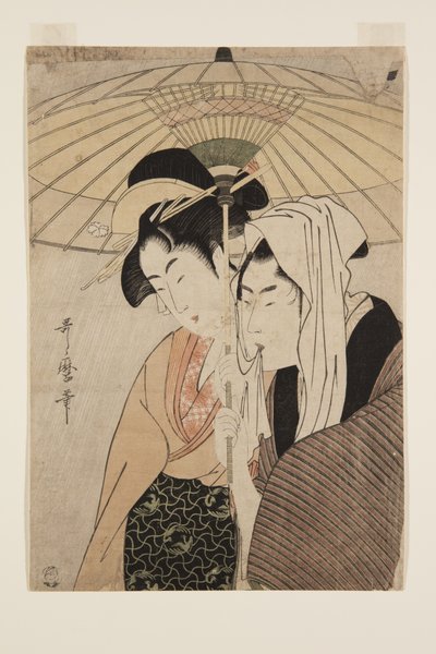 Uomo e donna sotto un ombrello da Kitagawa Utamaro