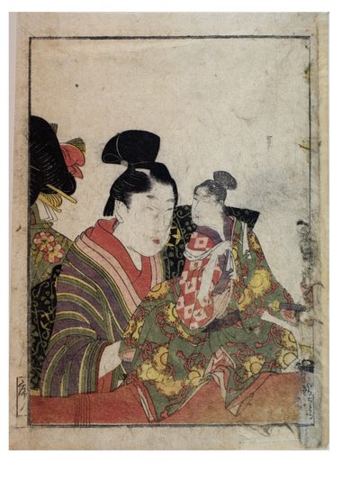 Scene di marionette con manipolatori maschili e femminili, c. 1758-1806 da Kitagawa Utamaro