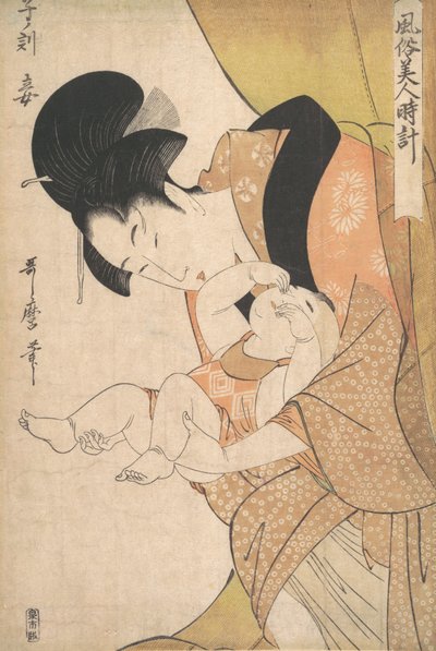 Mezzanotte: Madre e bambino assonnato da Kitagawa Utamaro