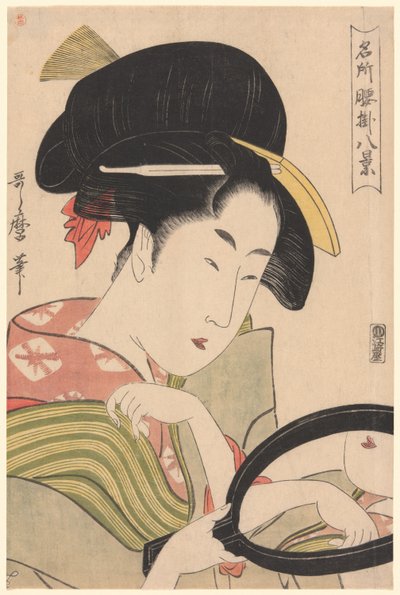 Specchio, dalla serie "Otto Vedute di Chioschi da Tè in Luoghi Celebri (Meisho koshikake hakkei)" da Kitagawa Utamaro