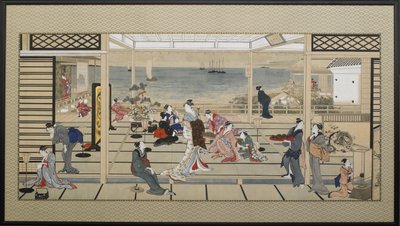 Festa al chiaro di luna a Dozo Sagami da Kitagawa Utamaro