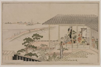 Sorgere della luna sopra il terrapieno Nihon e lo Yoshiwara, 1790 da Kitagawa Utamaro