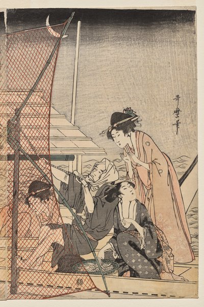 Pesca con la rete di notte da Kitagawa Utamaro