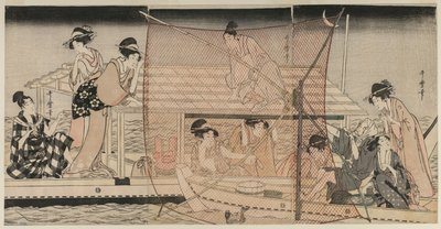 Pesca con la rete di notte sul fiume Sumida da Kitagawa Utamaro