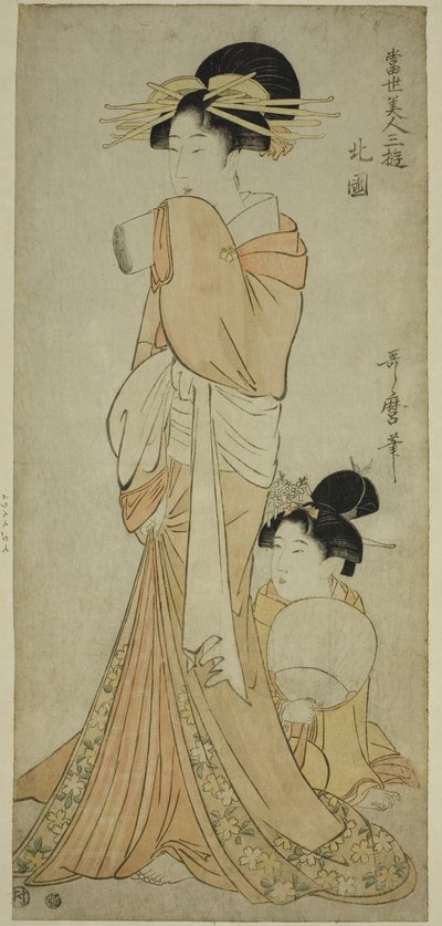 Quartiere del Nord (Hokkoku), dalla serie "Tre divertimenti delle bellezze contemporanee (Tosei bijin sanyu)" da Kitagawa Utamaro