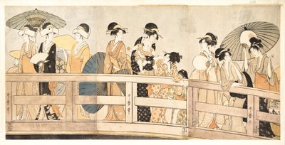 Sopra e sotto il ponte di Ryogoku, c. 1800 da Kitagawa Utamaro