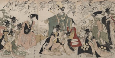 Parodia di “Yoritomo che libera le gru” (Mitate Yoritomo hōkaku) da Kitagawa Utamaro