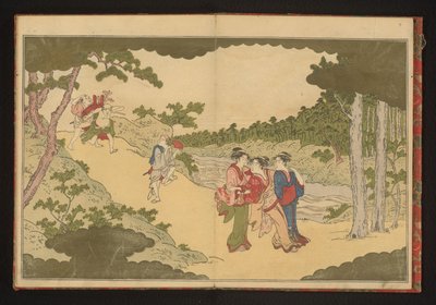 Persone che tornano da una festa di osservazione dei fiori da Kitagawa Utamaro