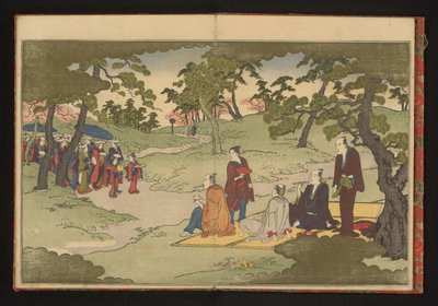 Picnic e tè nelle colline di Ueno, Edo da Kitagawa Utamaro