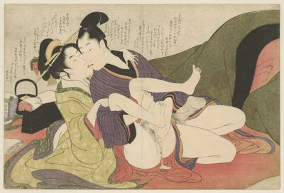 Prostituta che bacia un giovane uomo da Kitagawa Utamaro