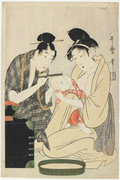 Rasatura della testa di un ragazzo, Periodo Edo, c.1801 da Kitagawa Utamaro