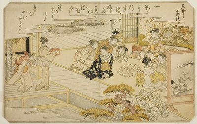 Gioco di abbinamento delle conchiglie, dal libro illustrato "Regali dalla marea calante (Shiohi no tsuto)" da Kitagawa Utamaro