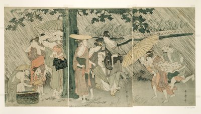 Riparo da un Improvviso Acquazzone da Kitagawa Utamaro