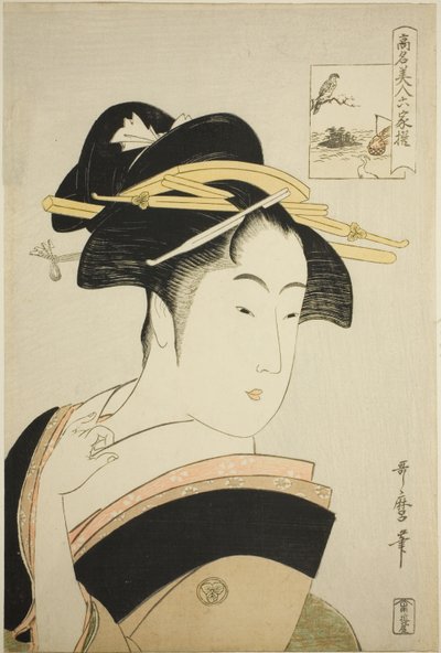Takashima Ohisa, dalla serie "Bellezze Rinomatissime Paragonate ai Sei Poeti Immortali (Komei bijin rokkasen)" da Kitagawa Utamaro