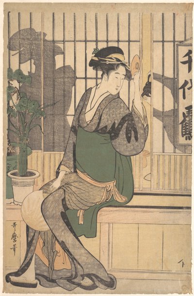 La casa da tè Chiyozuru Ombre sul Shoji, 1790s da Kitagawa Utamaro