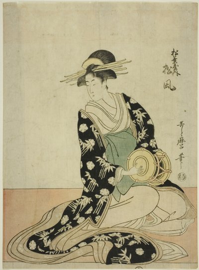 La cortigiana Matsukaze del Matsubaya, da una serie senza titolo di cortigiane del Matsubaya come cinque musicisti da Kitagawa Utamaro