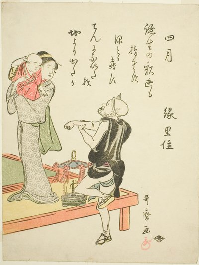 Il quarto mese (Shigatsu), da una serie senza titolo di scene di genere nei dodici mesi, con poesie kyoka da Kitagawa Utamaro